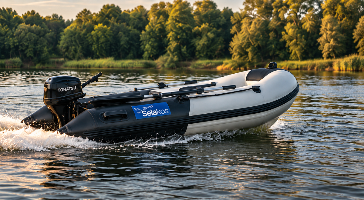 Selakos rubberboot varend met een Tohatsu buitenboordmotor